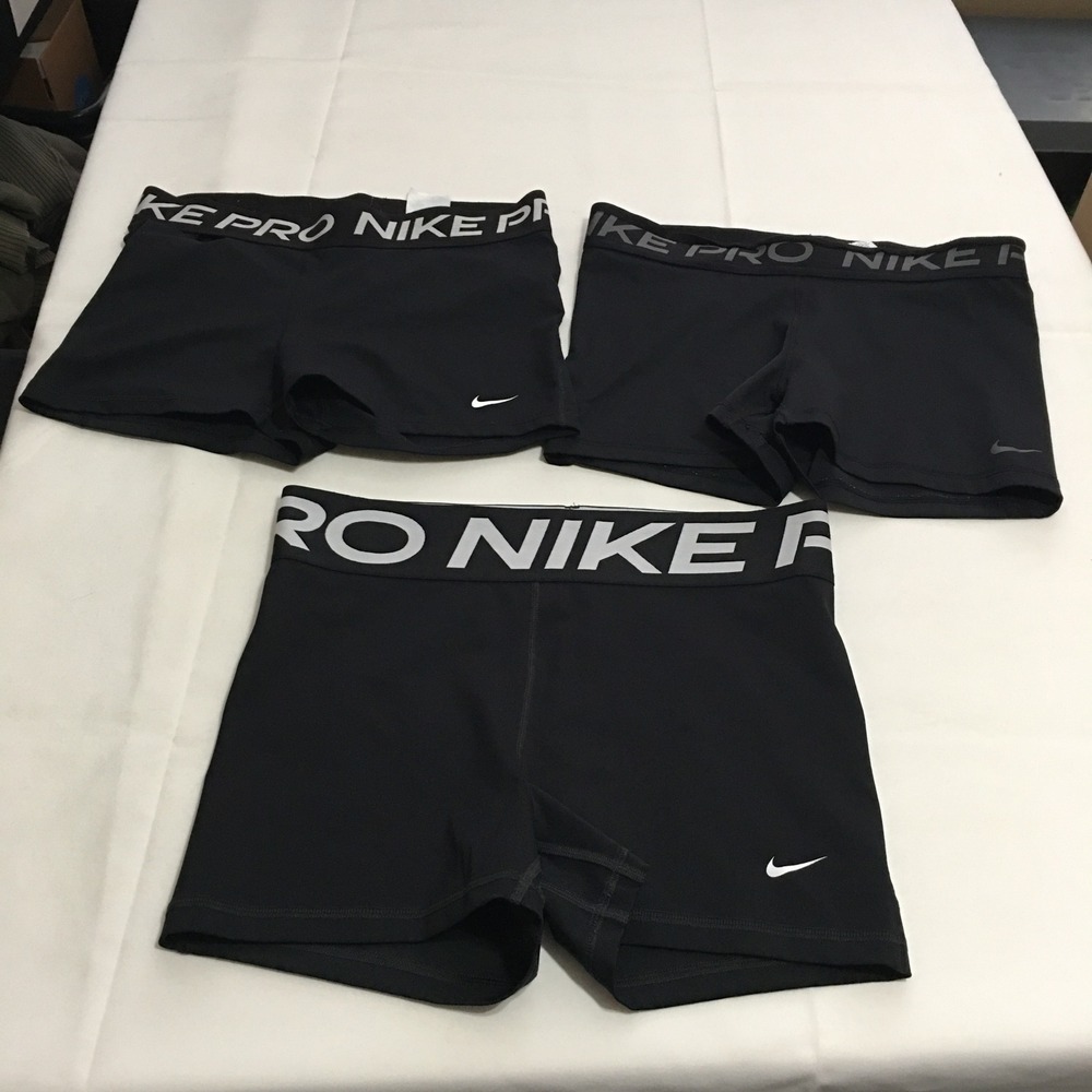 Lot of 3 Nike Pro Shorts Womens Large Black Dri-FIT Athletic